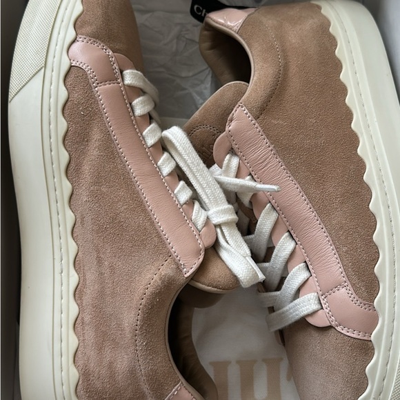 Chloe Pink and White Scalloped Sneakers - Picture 6 of 6